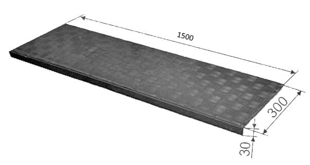 Резиновая накладка  1500 х 300 х 30 мм